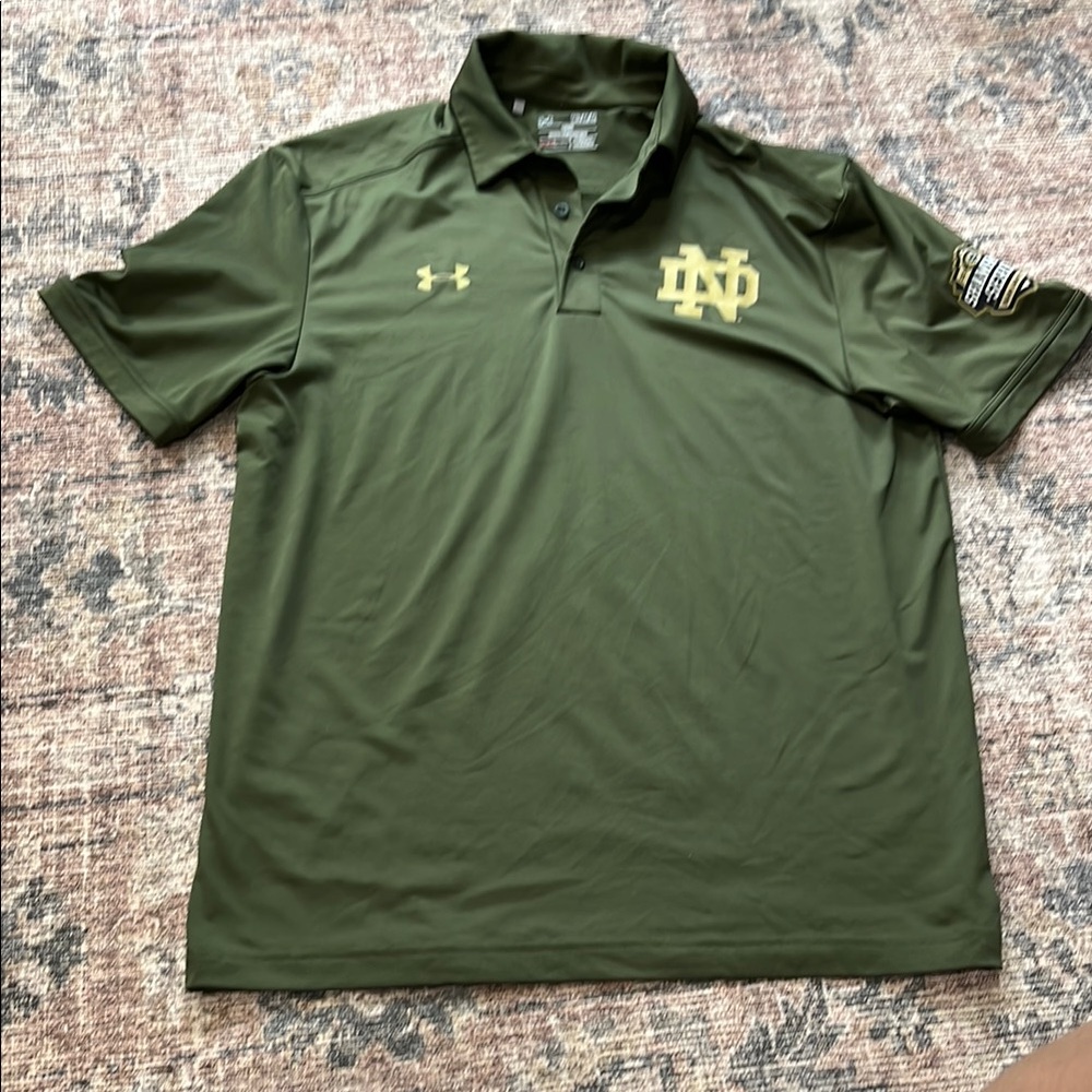 Under Armour Green Polo Shirt with Notre Dame shamrock series 2016 Logo